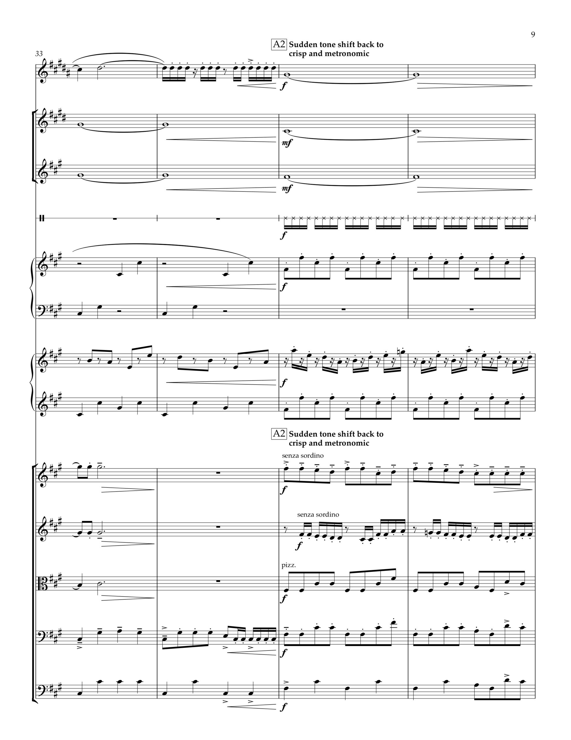 Arterial: for Tenor Saxophone, Trumpet, Horn, Hi-Hats, Harp, Piano + Strings - PDF Score + Parts - Image 3