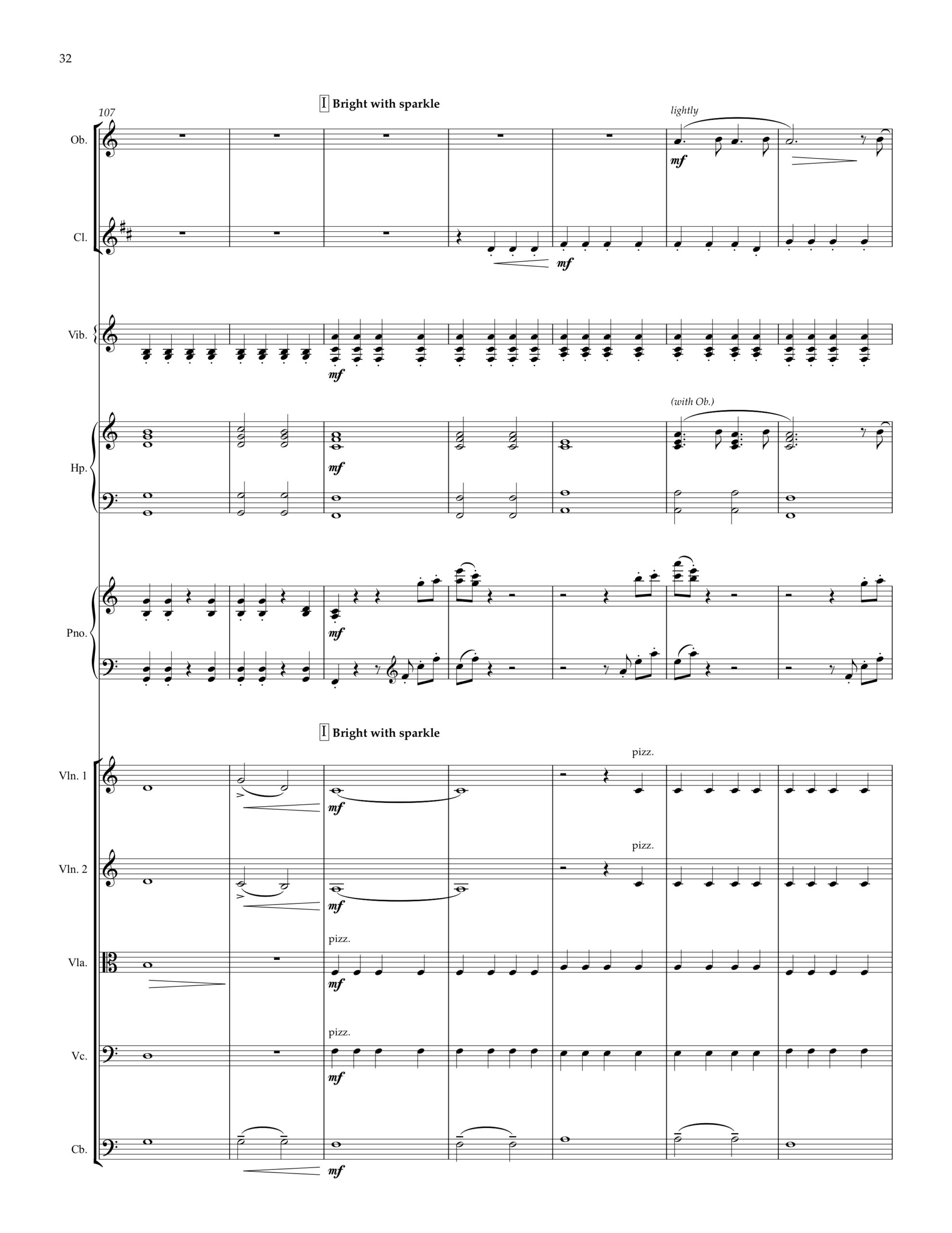 Marion County 1938: suite for Oboe, Clarinet, Vibraphone, Harp, Piano + Strings - PDF Score + Parts - Image 3