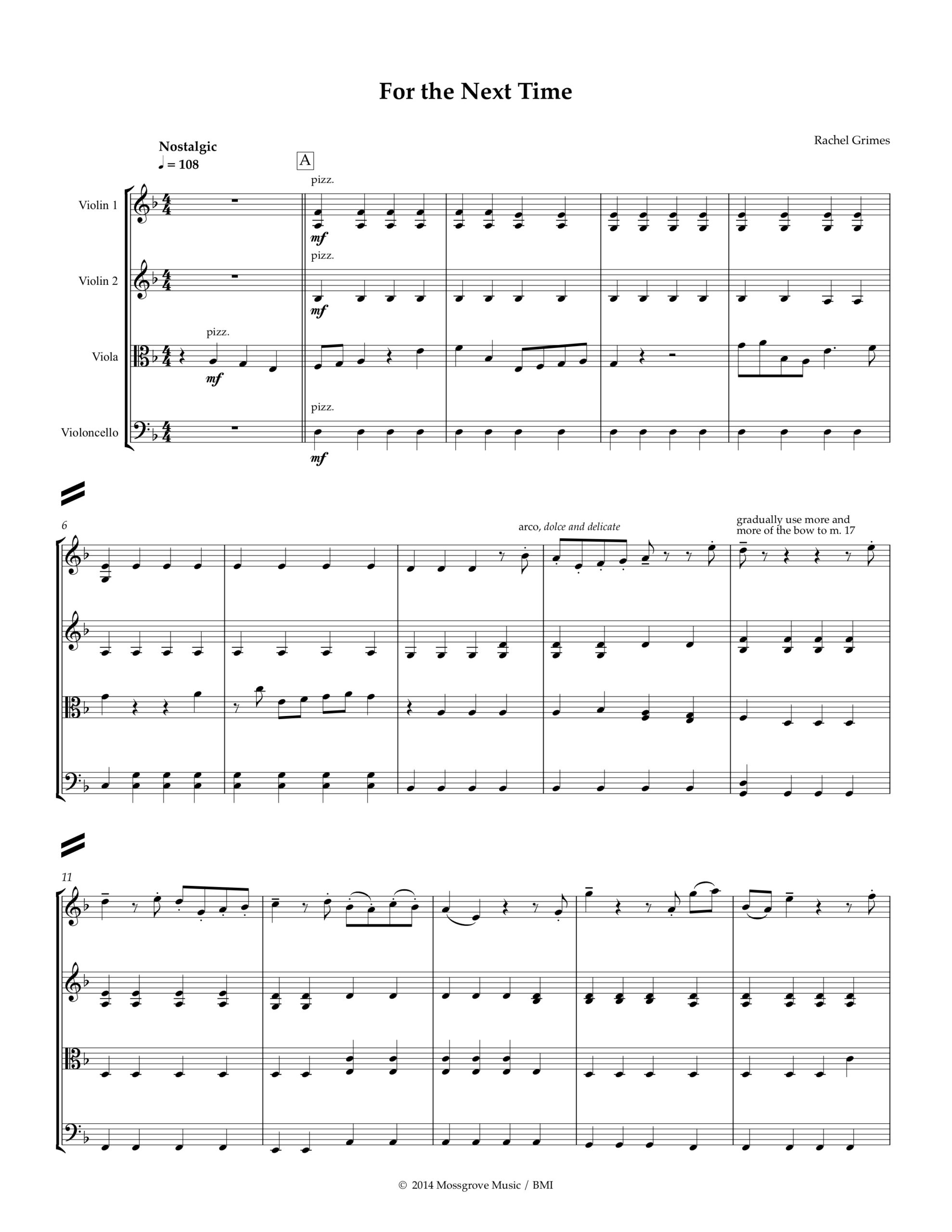 For the Next Time: for string quartet - PDF Score + Parts - Image 2