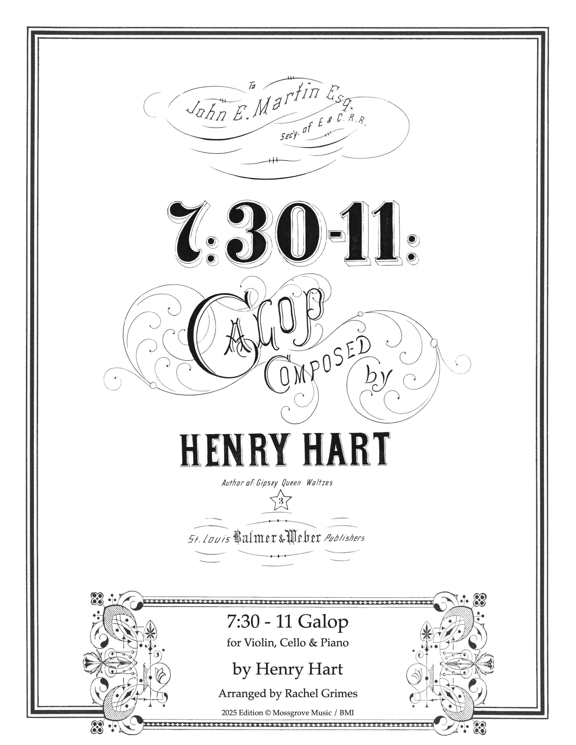 Henry Hart: 7:30 - 11: Galop for Violin, Cello, & Piano - PDF score + parts