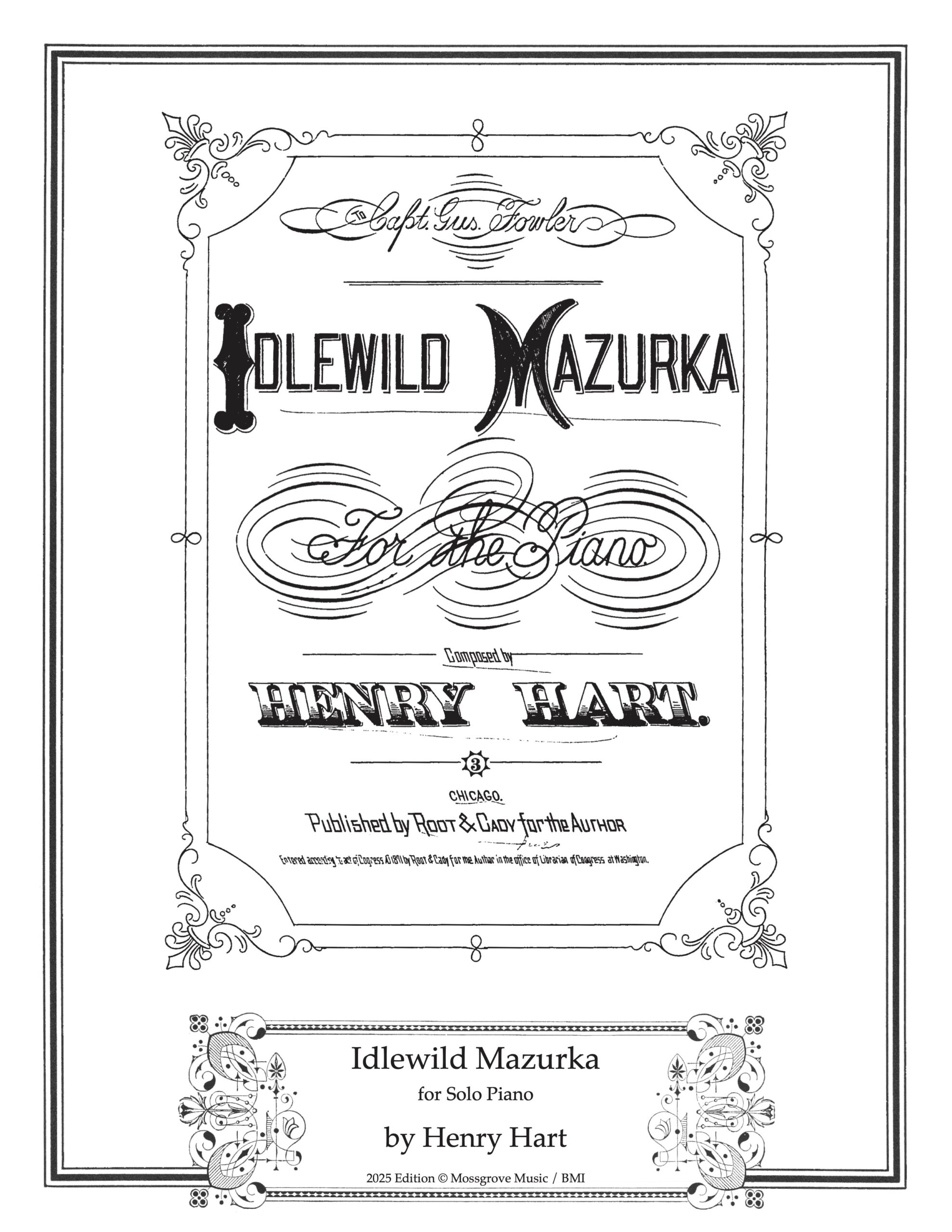 Henry Hart: Idlewild Mazurka for solo piano - PDF score